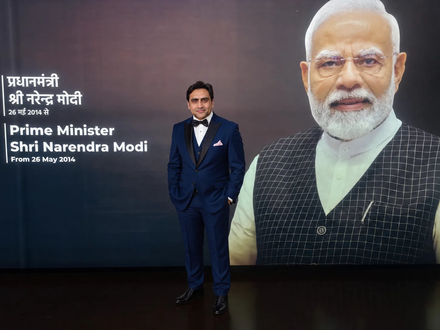 Sukh Sandhu at a Prime Minister Narendra Modi display