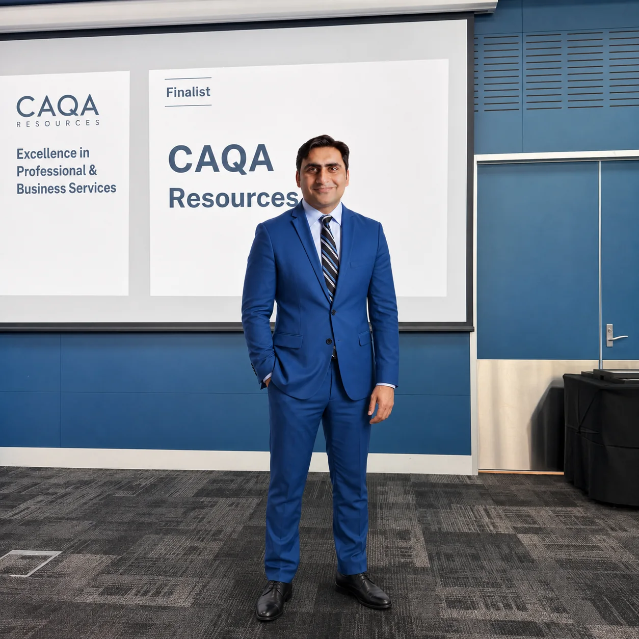 Sukh Sandhu, a UN Representative and ISO Auditor, stands proudly as CAQA Resources is named a finalist for an excellence.