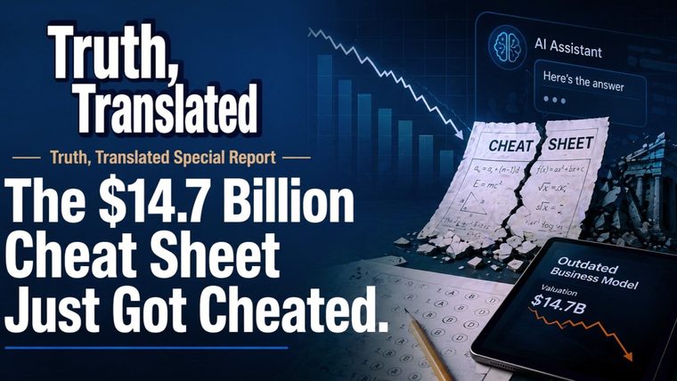 AI Disruption | Sukh Sandhu A graphic illustrates how AI is disrupting a $14.7 billion business model, relating to compliance services.