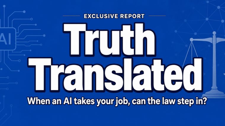 AI & Employment Law | Sukh Sandhu A graphic illustrates the legal challenges of artificial intelligence replacing jobs and highlights Sukh Sandhu's work in.