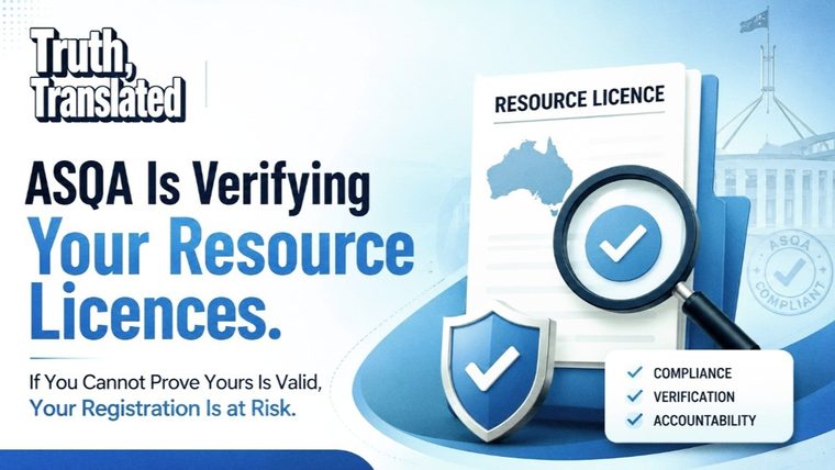 ASQA Compliance | Sukh Sandhu ASQA verifies resource licences and warns registration may be at risk for compliance.