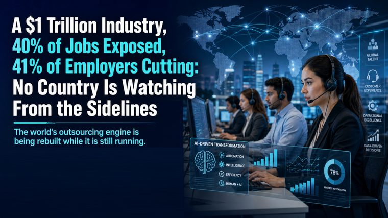 Outsourcing Trends | Sukh Sandhu Graphic showing outsourcing trends with data on job displacement and employer cuts relevant to compliance services.