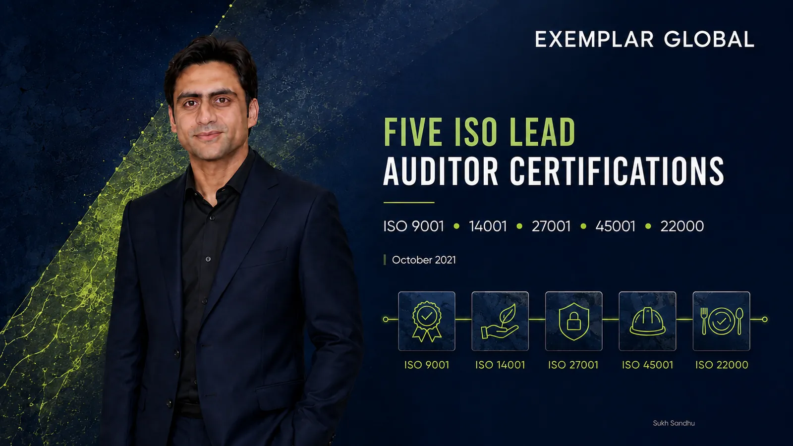 A graphic celebrates Sukh Sandhu reaching 26,500 Twitter followers after three years of connection and digital communication.