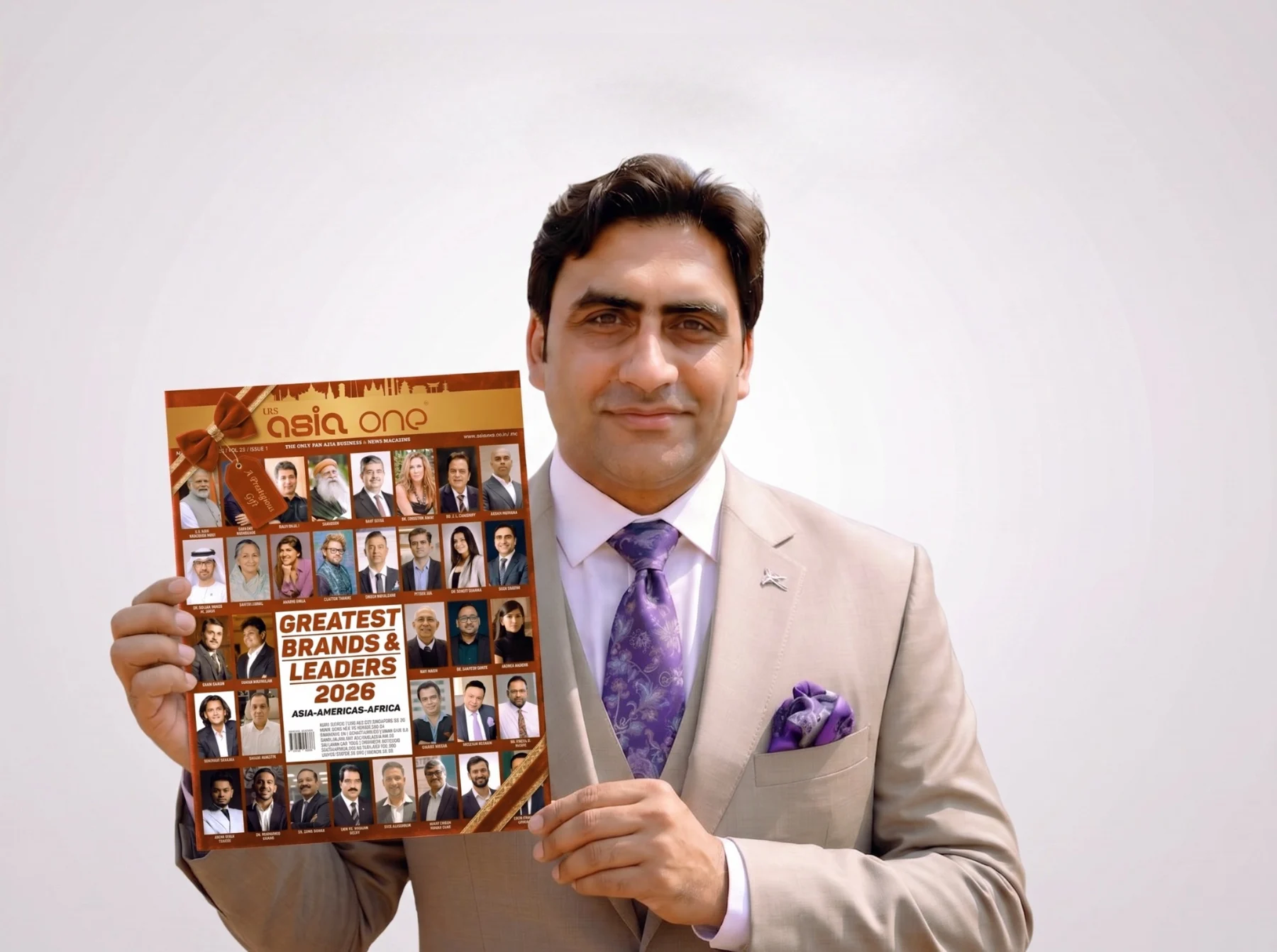 Sukh Sandhu featured on the cover of AsiaOne's Greatest Brands & Leaders magazine, recognizing excellence in leadership and.