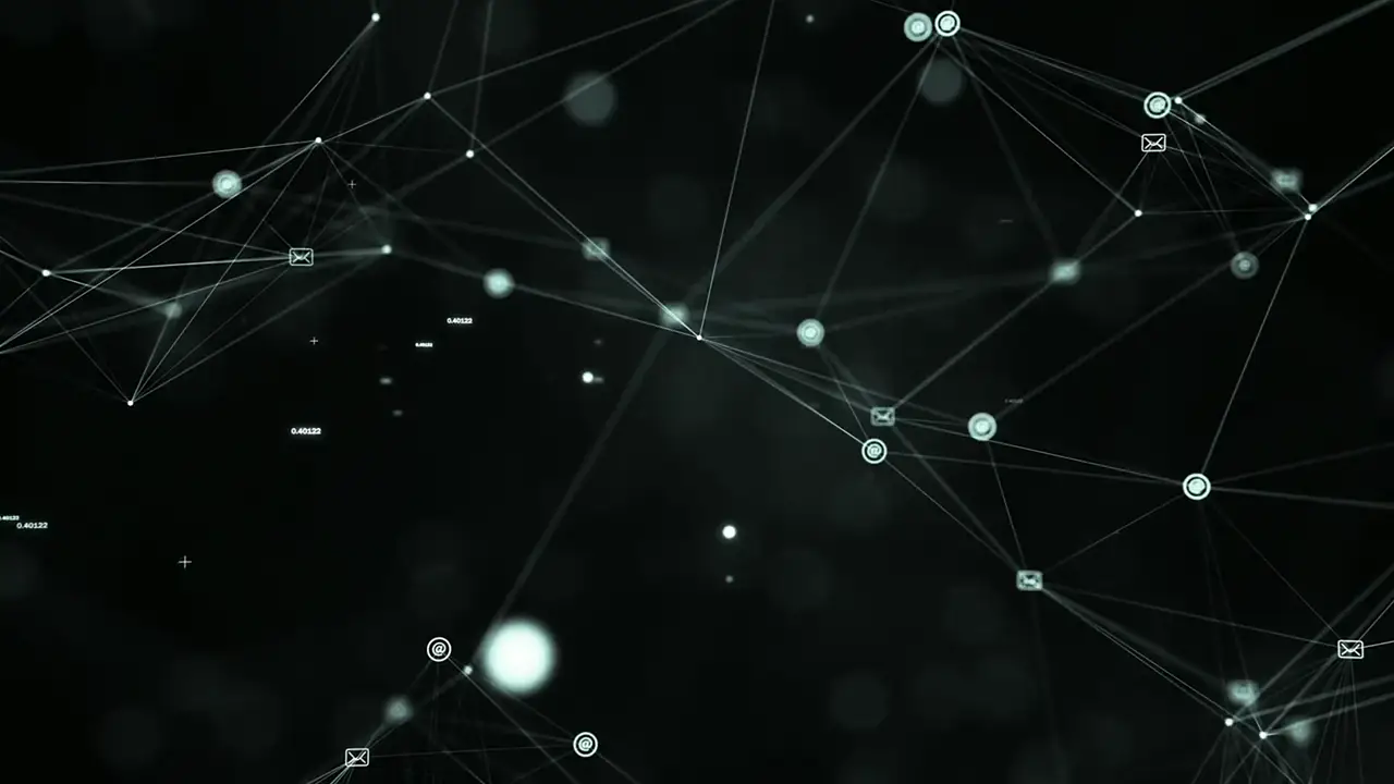 Data Visualization | Sukh Sandhu A dark background shows a network of connected nodes and lines representing compliance.