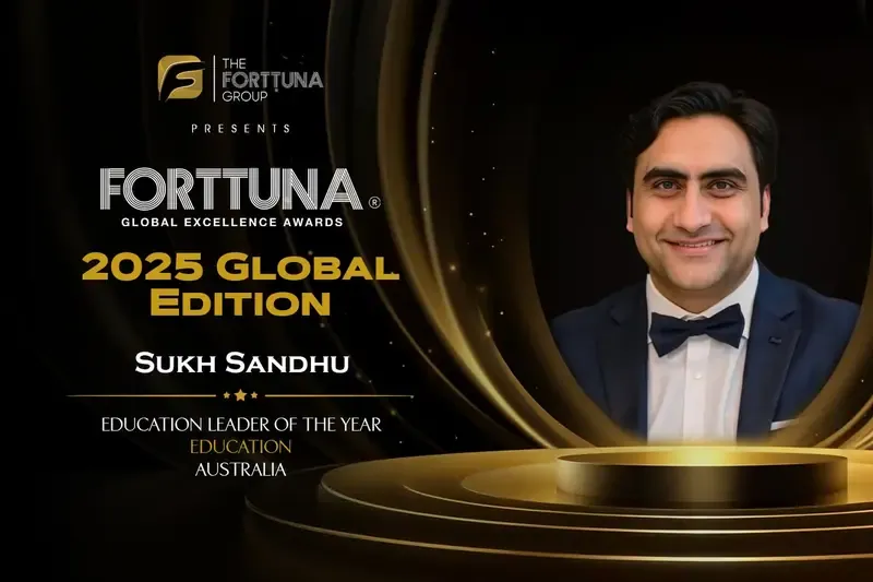 Sukh Sandhu receives the Fortuna Global Excellence Award for Education Leader of the Year, recognizing leadership in.
